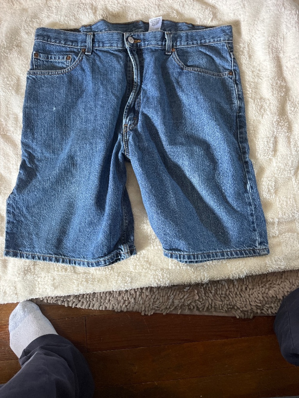 Levi’s classic medium-blue denim shorts